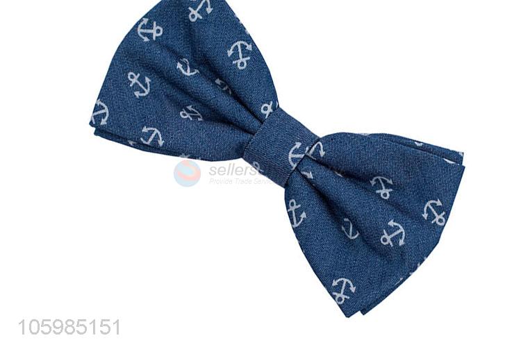 Customized cheap men's bow tie anchor print bow tie