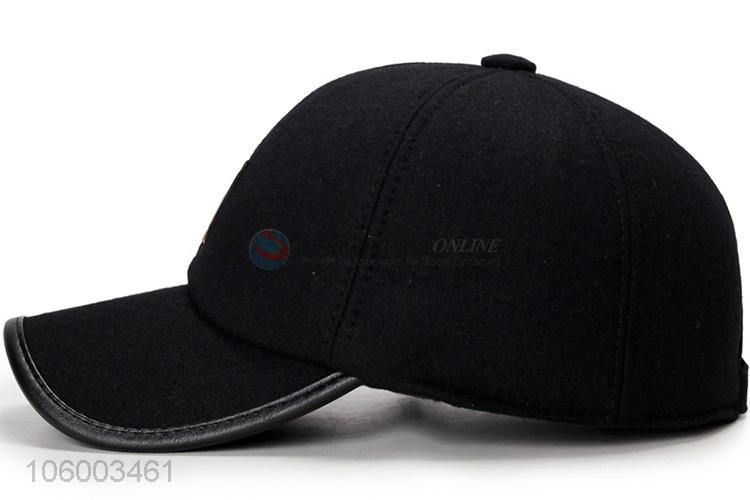 Wholesale winter baseball cap men's woolen warm earmuff middle-aged hat