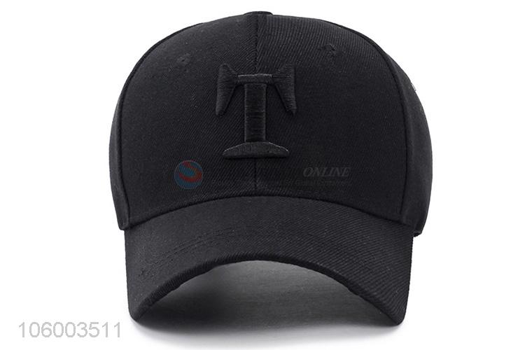 Hot sale metal buckle letter embroidery cotton black baseball caps