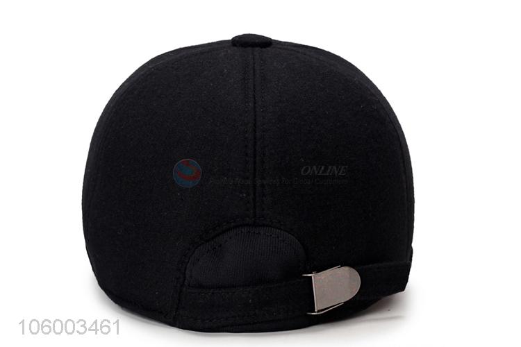 Wholesale winter baseball cap men's woolen warm earmuff middle-aged hat