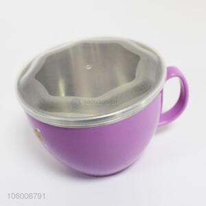 Custom round plastic kids stainless steel instant bowl with lid