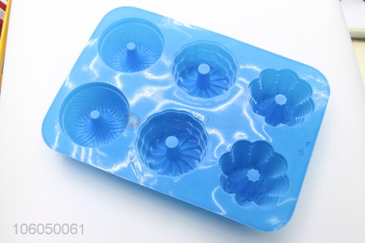 Hot selling 6 cup silicone fancy cake mold