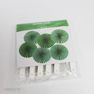 Factory Price Hanging Paper Fans Set Green Round Pattern Garlands Decoration