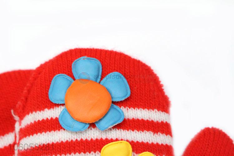 Fashion red winter warm knitted children gloves