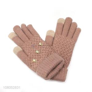 New products women warm imitation cashmere knitting touch screen gloves