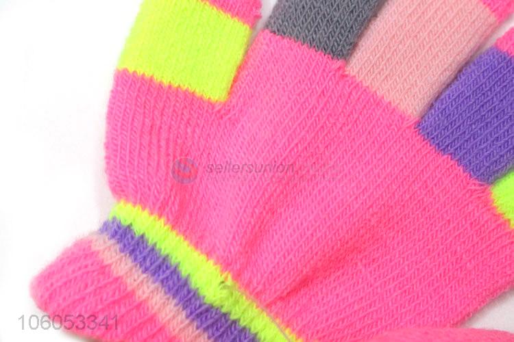 Fashion children knitted acrylic candy color warm kids magic gloves