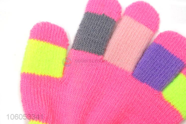 Fashion children knitted acrylic candy color warm kids magic gloves