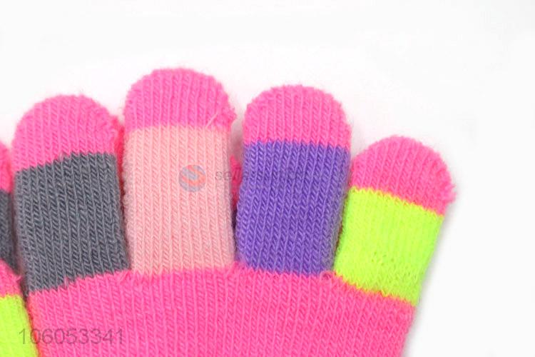 Fashion children knitted acrylic candy color warm kids magic gloves