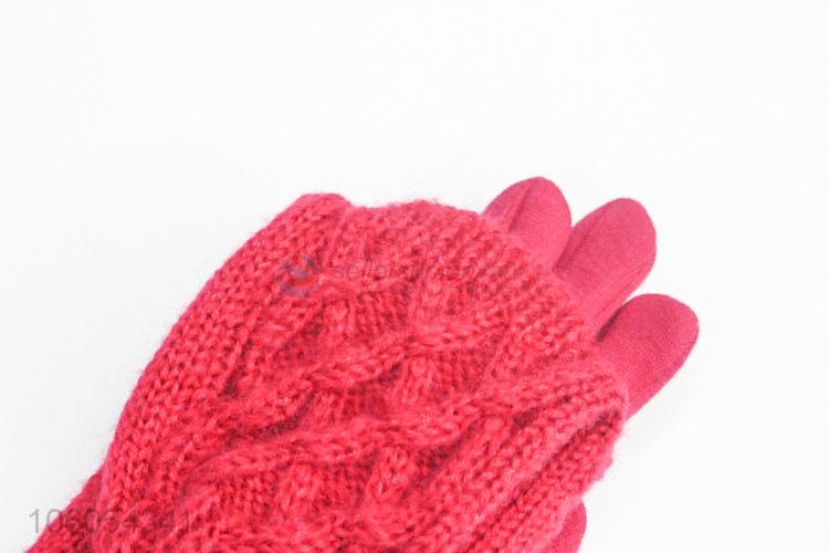 Fashion Knitted Five Fingers Gloves Kids Warm Gloves