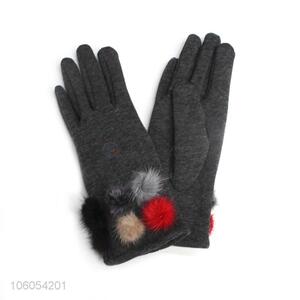 Fashion Pompon Ball Winter Touch Screen Gloves