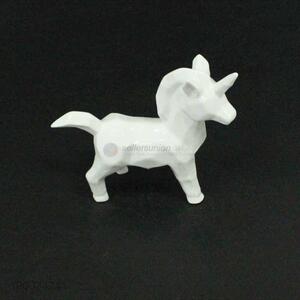 Factory price unicorn shape unpainted ceramic decoration