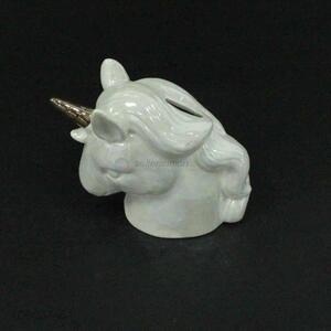 Promotional unicorn shape white ceramic decoration