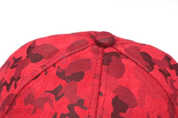 Wholesale red 6 panel suede baseball cap