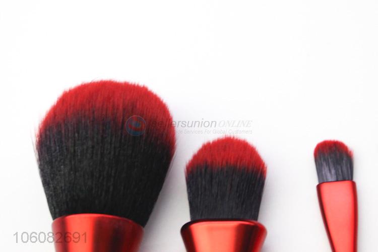 New red 5pcs make up brushes natural nylon hair matte handle makeup brush set