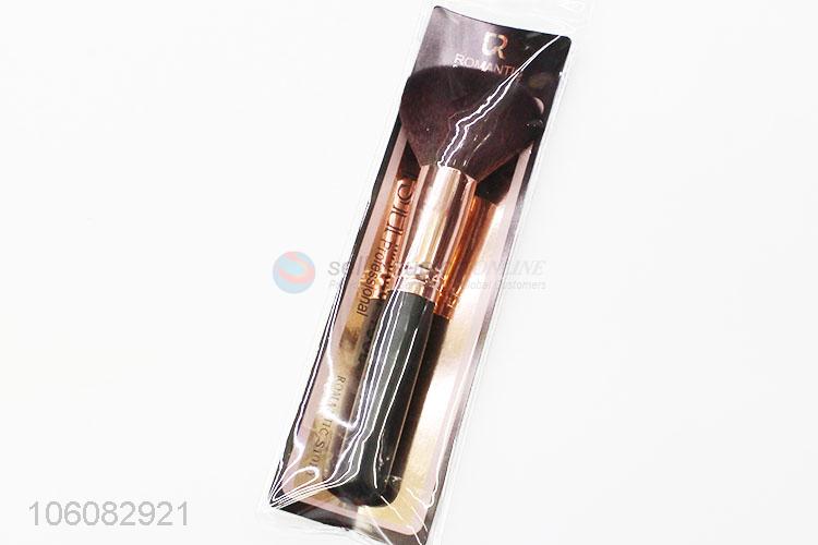 Wholesale black wooden handle brown nylon hair makeup brush