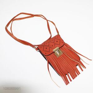 Fashionable laser cut pu mobile phone bag with tassels