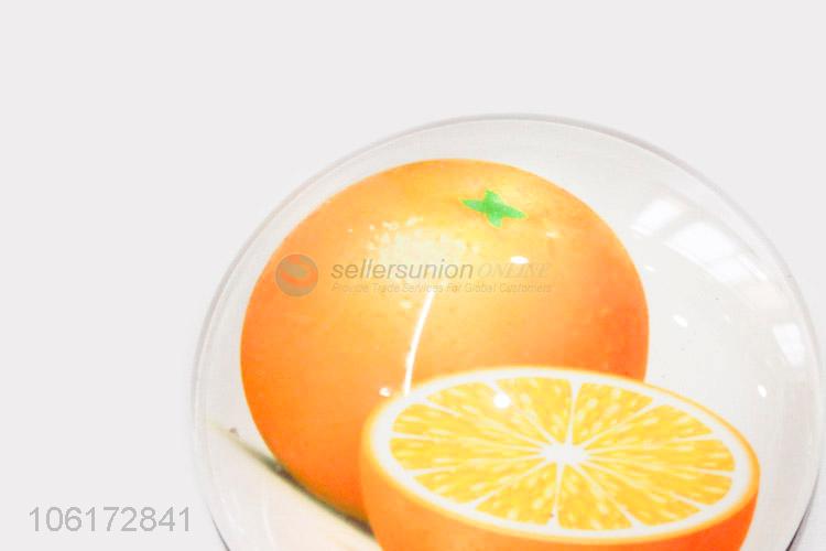 Wholesale custom orange pattern round glass fridge magnet