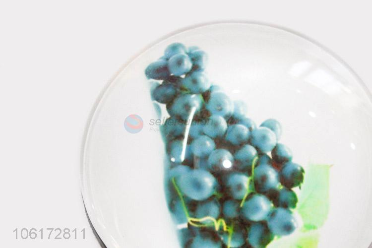 High quality blueberry pattern round glass fridge magnet