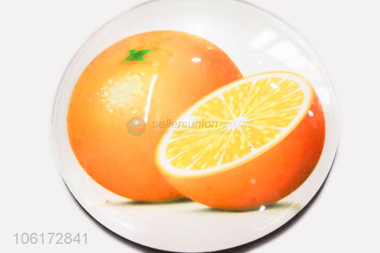 Wholesale custom orange pattern round glass fridge magnet