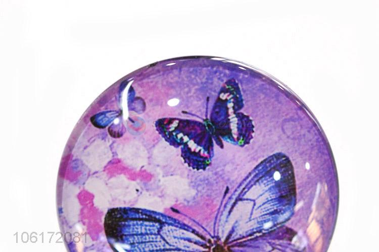 China maker butterfly pattern round glass fridge magnet