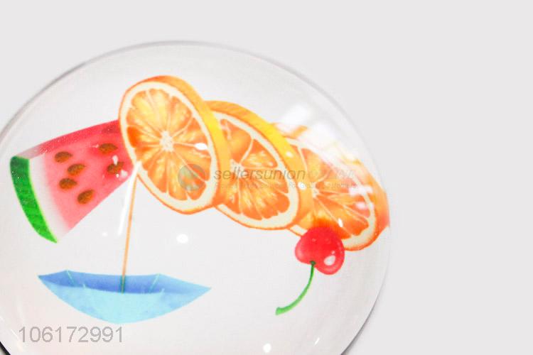 Wholesale popular fruit pattern round glass fridge magnet