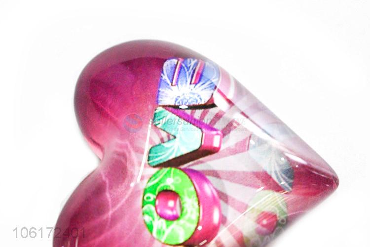 Factory wholesale heart shape glass fridge magnet for souvenir