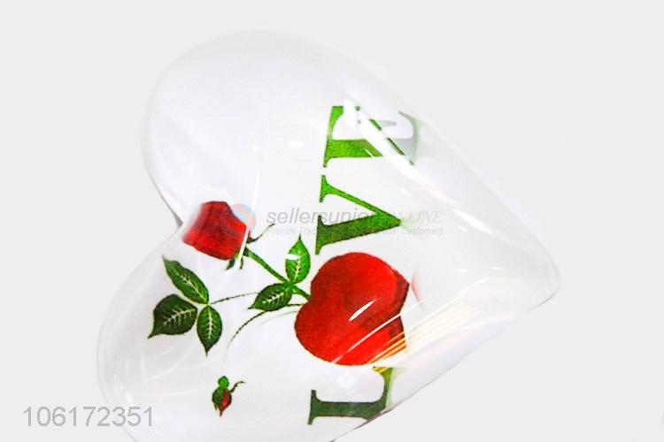 Cheap wholesale good gift heart shape glass fridge magnet