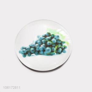 High quality blueberry pattern round glass fridge magnet