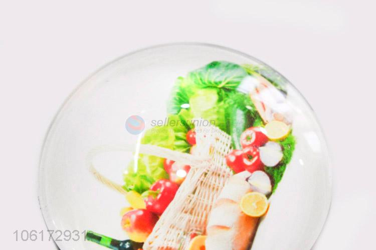 Professional suppliers vegetables pattern round glass fridge magnet