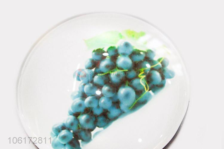 High quality blueberry pattern round glass fridge magnet