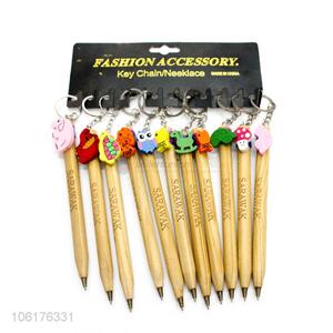 Reasonable Price Wood Kids Crafts Ballpoint Pen with Key Chain