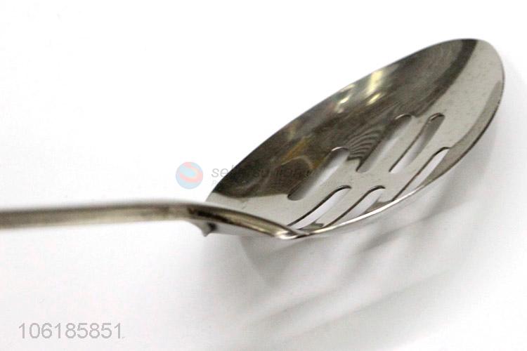 Cheap wholesale kitchenware stainless steel slotted spoon with long handle