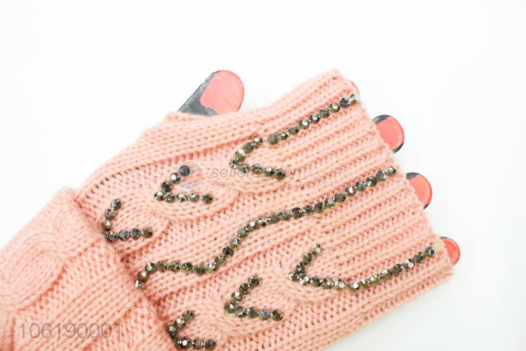 Cheap and High Quality Womens Long Winter Knitted Fingerless Gloves