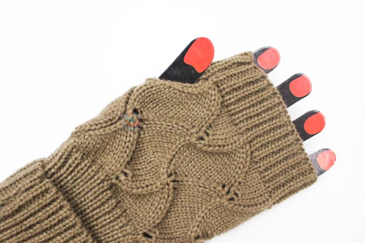 China Supply Fashion Lady Winter Wrist Arm Warmer Knitted Long Gloves