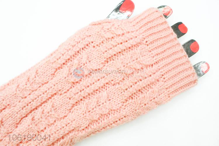 Factory Price Knitted Mittens Women Long Fingerless Gloves