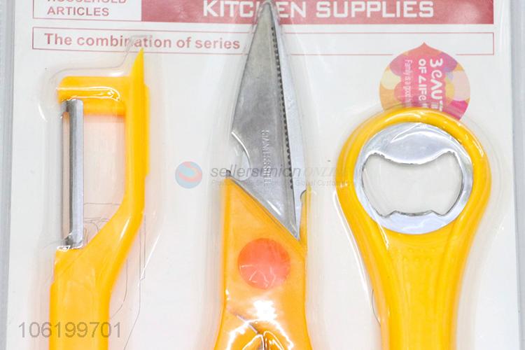 Best Sale Three-Pieces Peeler Knife Scissors Bottle Opener Kitchen Tool Set