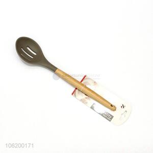 Hot Selling Silicone Slotted Spoon With Oak Wood Handle