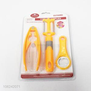 Utility nut cracker, fruit peeler and bottle opener set