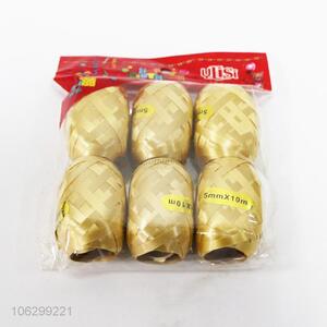 Factory price 6pcs 5mm*10m golden pvc ribbon