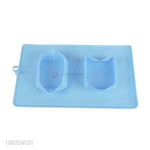 New Arrival Food Grade Portable Pet Silicone Bowl Plate Dog Feeder Collapsible Double Bowl Dog Travelling Bowl