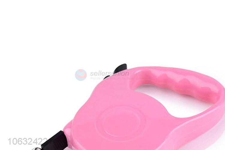 Factory Sale Pink Color Nylon Cord Retractable Dog Leash