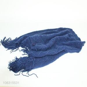 Good price solid color knitting polyester shawl