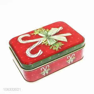 Factory directly supply Christmas candy cane printed rectangular iron cans