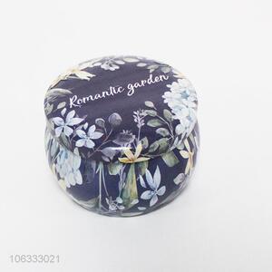 High sales exquisite flower printed round chunky iron cans