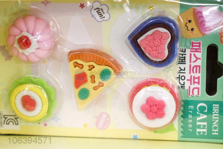 Wholesale cheap school stationery kids 3D TPR eraser set