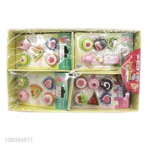 Wholesale cheap school stationery kids 3D TPR eraser set