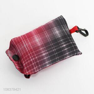 Wholesale high quality plaid printed shopping bag with small pouch