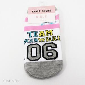 Top selling kids girls number pattern ankle socks