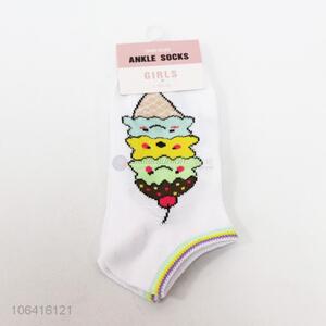 Wholesale kids girls ice cream pattern summer ankle socks