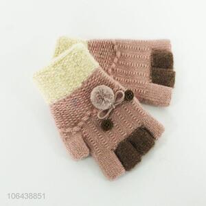 Hot products young girl winter half-finger knitting gloves